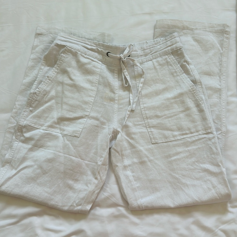 White linen pants